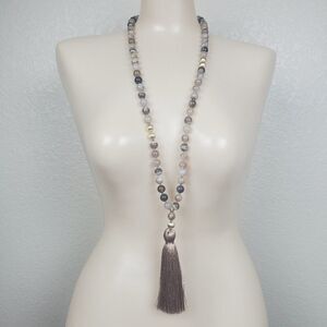Love's Affect Natural Genuine Gemstone Stone Bead Tassel Handmade‎ USA Necklace